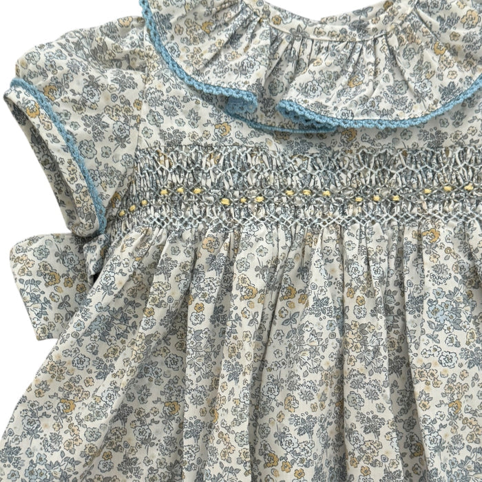 Jen Blue Floral Handsmocked Dress
