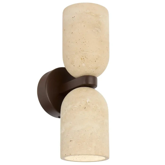 Telbix Kario twin travertine wall light bronze finish