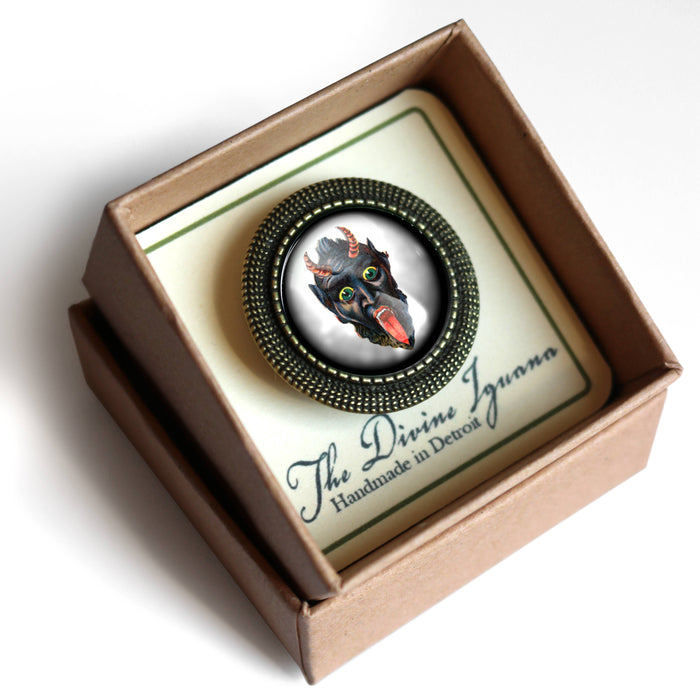 Krampus Brooch, Handmade in Detroit