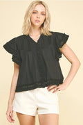 Lace Trim Detailed Blouse Top