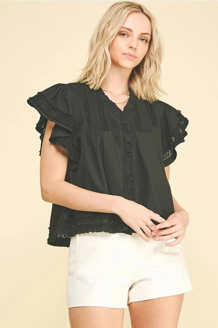 Lace Trim Detailed Blouse Top