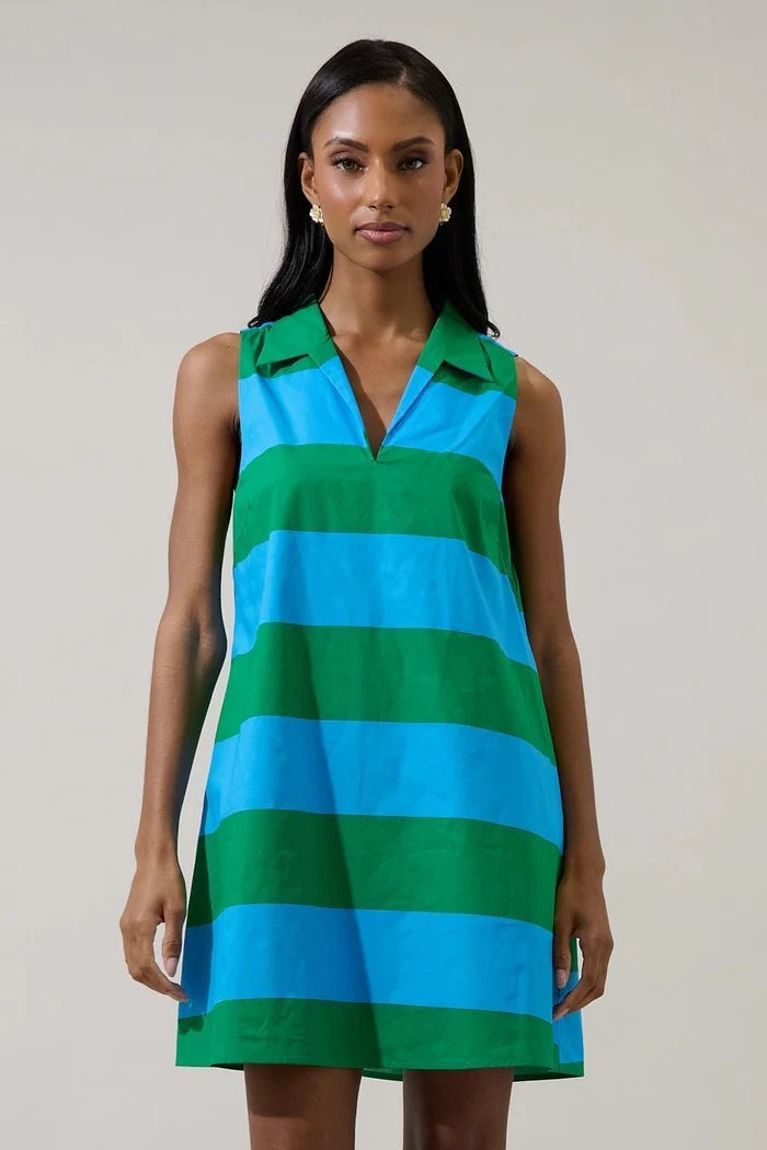 Lexya Collared Shift Mini Dress Valdy Stripe