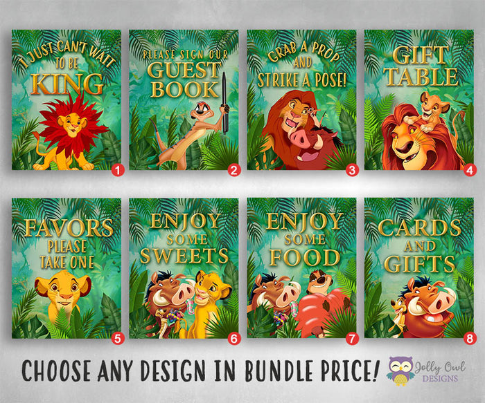 Lion King Party Signs Bundle Set