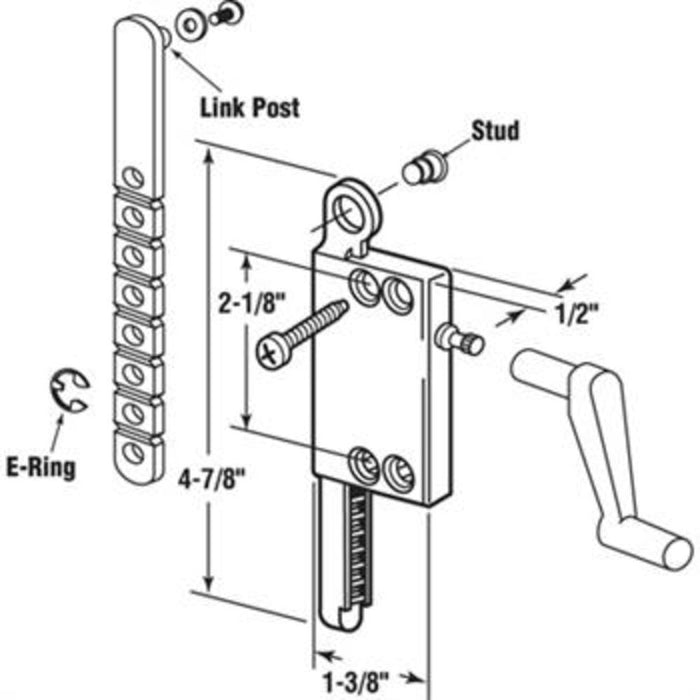 Louver Window Operator with Break - Off Link Arm - Reflect Window & Door