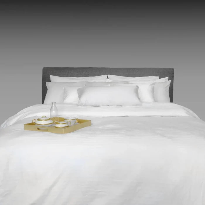 Luksus 100% Cotton Damask Stripe White Bed Linen Sets