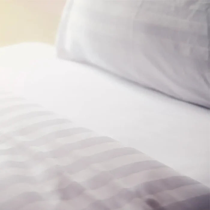 Luksus 100% Cotton Damask Stripe White Bed Linen Sets