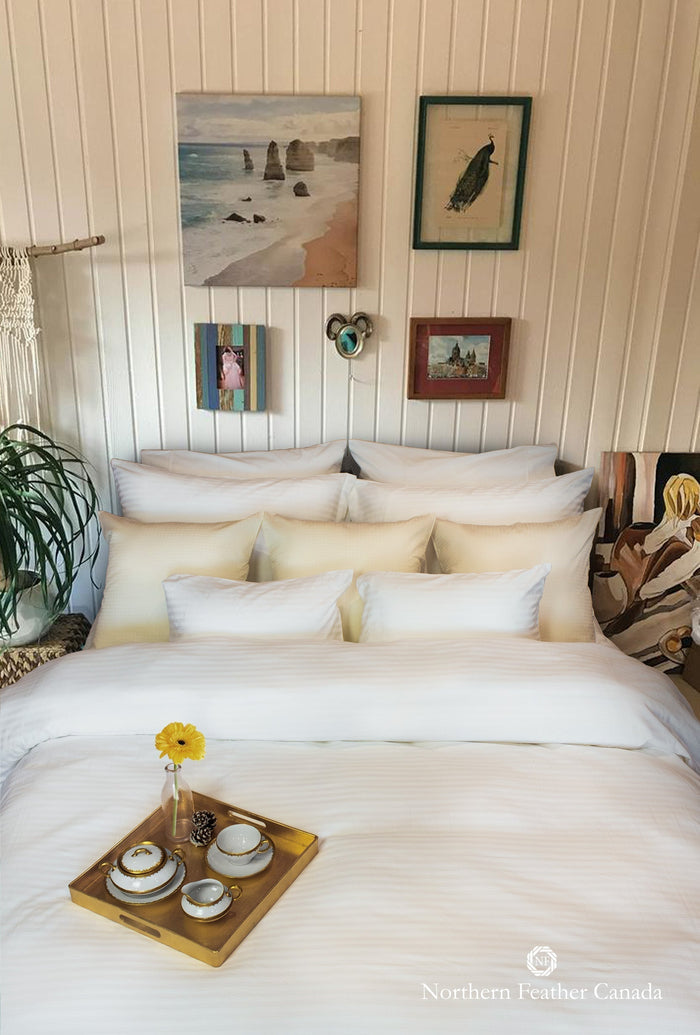 Elegant Luksus Collection - 50/50 Damask Stripe Bed Linen | Northern Feather Canada
