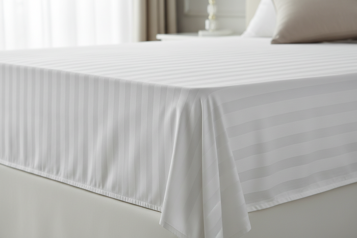 Luksus Collection - 50/50 Damask Stripe Flat Sheet | Northern Feather Canada