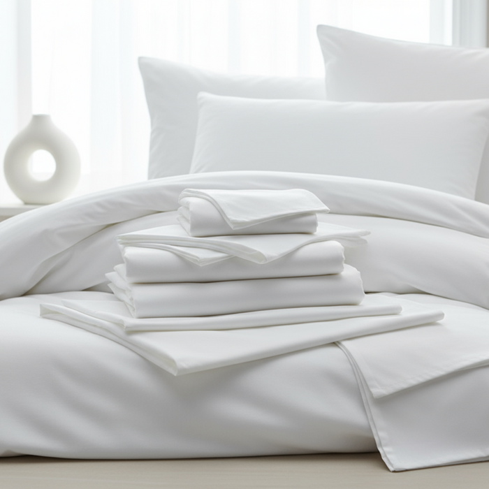 Luksus 50/50 Solid White Bed Linen Sets