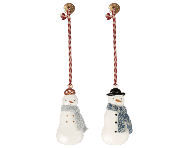 Maileg Metal ornament, Snowman 2 assorted