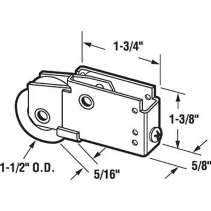 Marshall Closet Door 1 - 1/2" Nylon Sliding Mirror Roller with 9/16" Housing - Reflect Window & Door