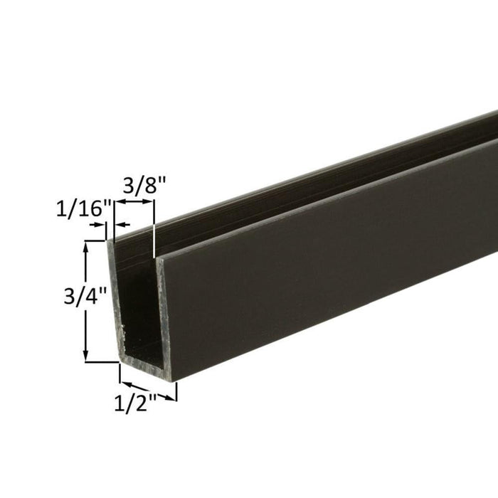 Medium Bronze Anodized U - Channel 1/2" x 3/4" - 11'11" Length - Reflect Window & Door