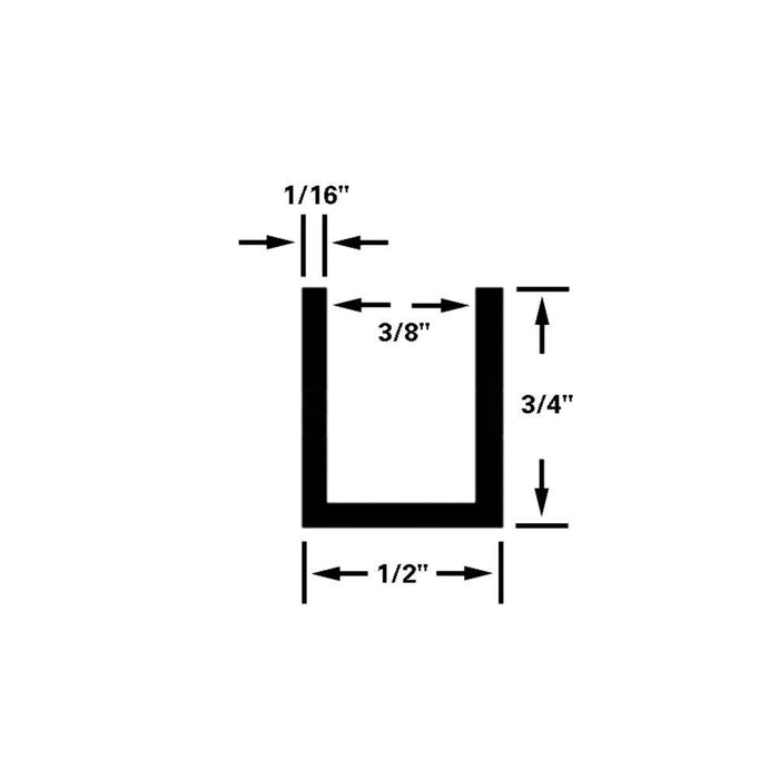 Medium Bronze Anodized U - Channel 1/2" x 3/4" - 11'11" Length - Reflect Window & Door