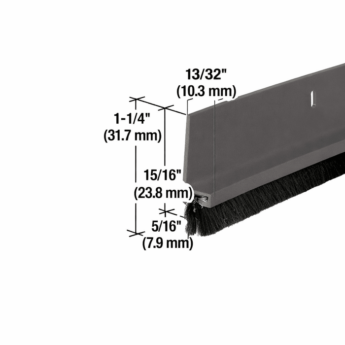 36" Medium Bronze Painted Finned Door Sweep – Aluminum Door Bottom Seal - Reflect Window & Door
