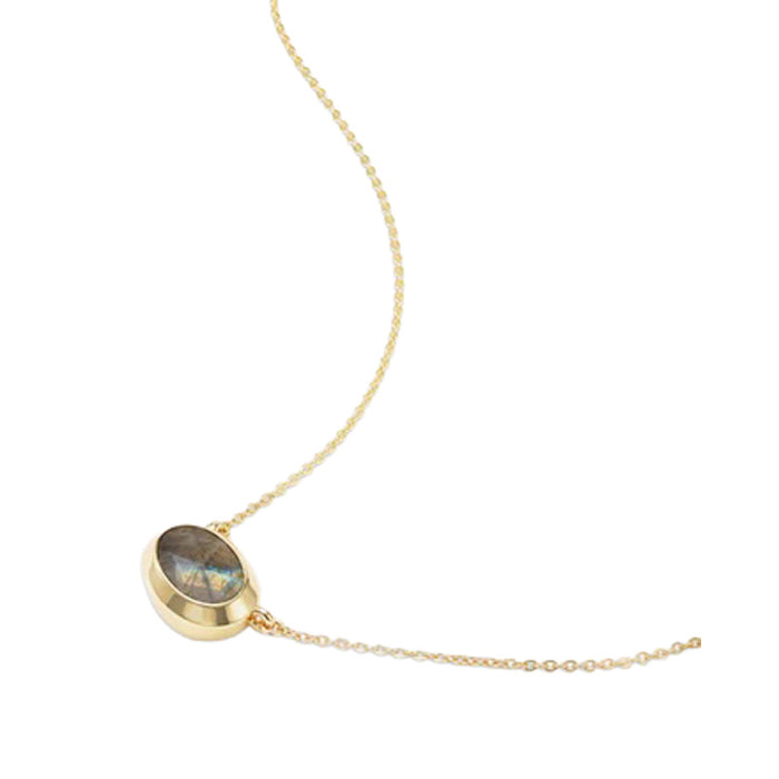 MELINDA MARIA She’s a Boss Pendant Necklace Gold Labradorite