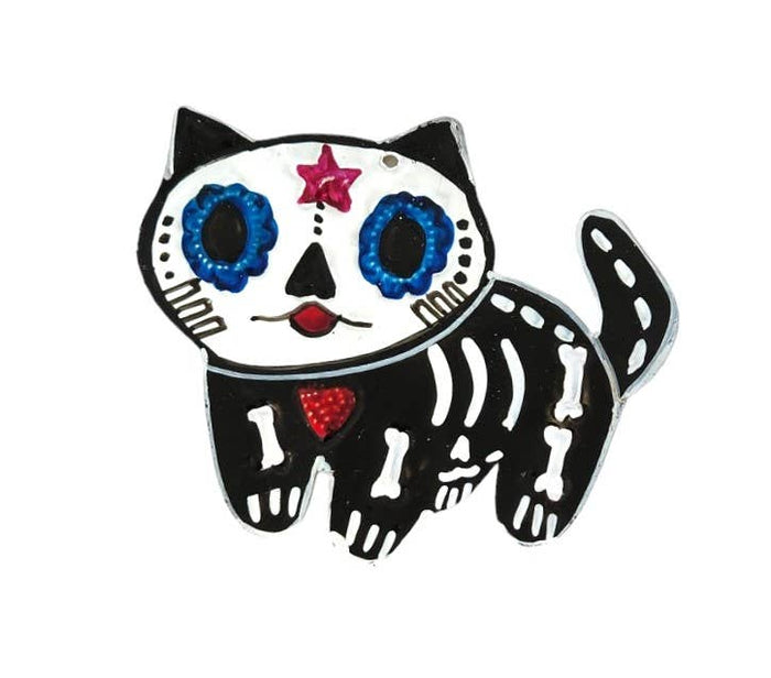 Mexican Tin Ornament: Calavera Cat