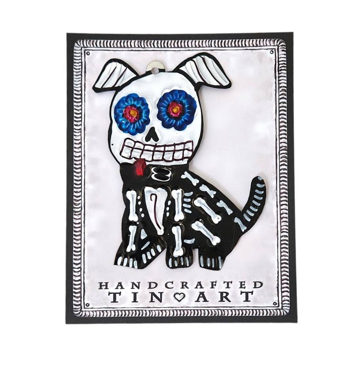 Mexican Tin Ornament: Calavera Dog, Seated