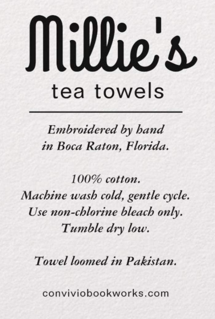 Millie's Tea Towels, Hand Embroidered: In the Cupboard (7 to choose from)