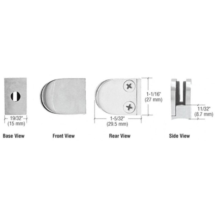 Mini Z - Series Glass Clamp Round Shape - Radius Base - Reflect Window & Door