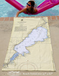 Mullett Lake Nautical Chart Quick Dry Towel - Maritime Tribes USATowel
