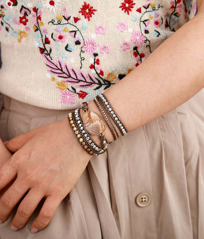 Natural Picture Jasper Wrap Bracelet