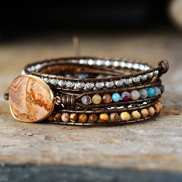Natural Picture Jasper Wrap Bracelet