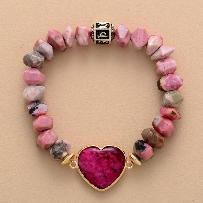 Natural Rhodonite Tibetan Heart Bracelet