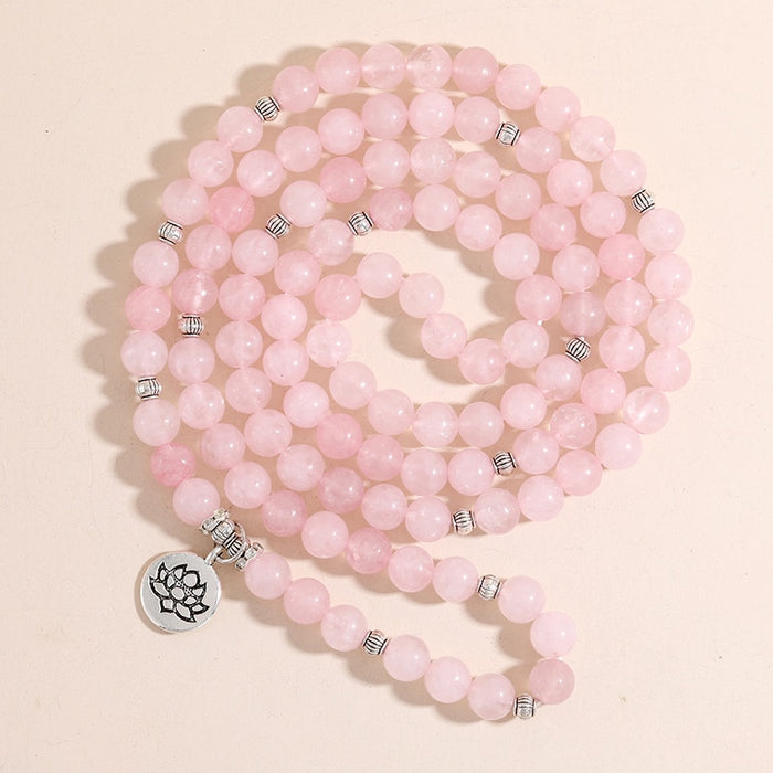 Natural Rose Quartz 108 Mala Beads Necklace / Bracelet
