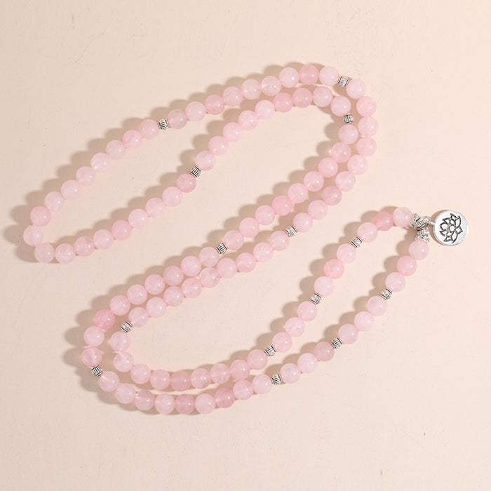 Natural Rose Quartz 108 Mala Beads Necklace / Bracelet