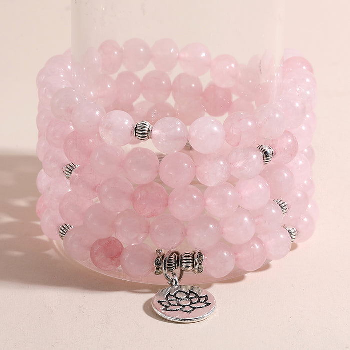 Natural Rose Quartz 108 Mala Beads Necklace / Bracelet