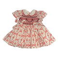 Nutcracker Red Bow Coquette Handsmocked Dress