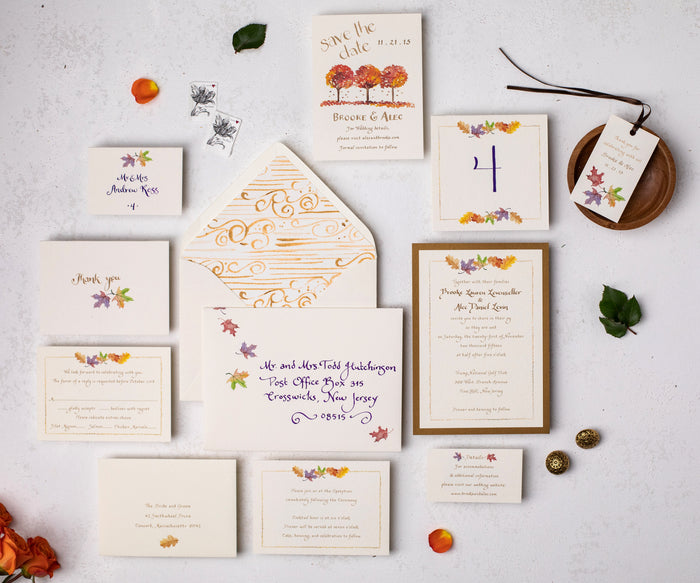 October Leaves Wedding Invitation Suite