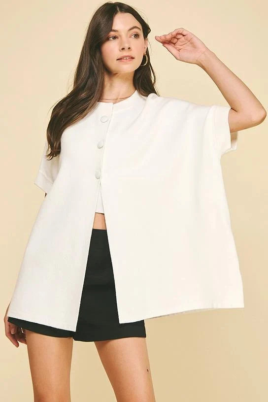 OPEN FRONT BUTTON DOWN SWEATER