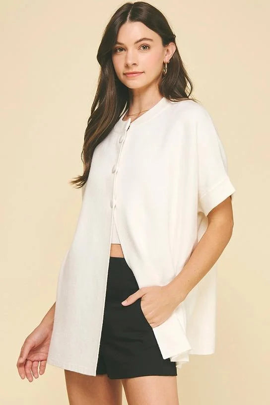 OPEN FRONT BUTTON DOWN SWEATER
