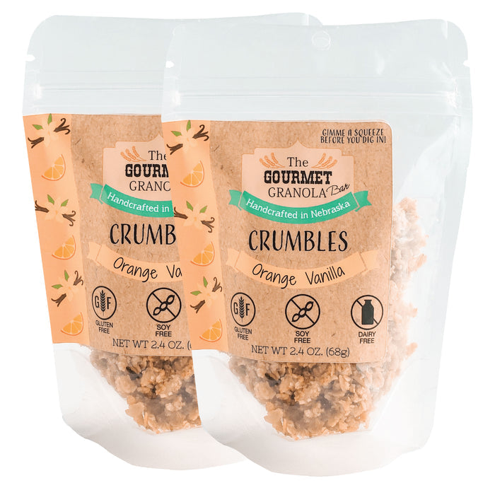 Orange Vanilla Crumbles | 2.4 oz | Pack of 2 | Gluten, Dairy, and Soy Free | The Gourmet Granola