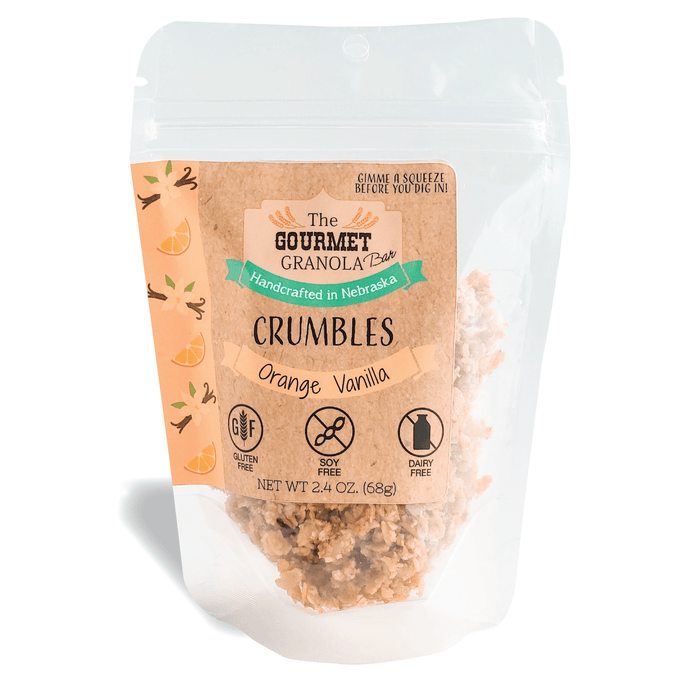 Orange Vanilla Crumbles | 2.4 oz | Pack of 2 | Gluten, Dairy, and Soy Free | The Gourmet Granola