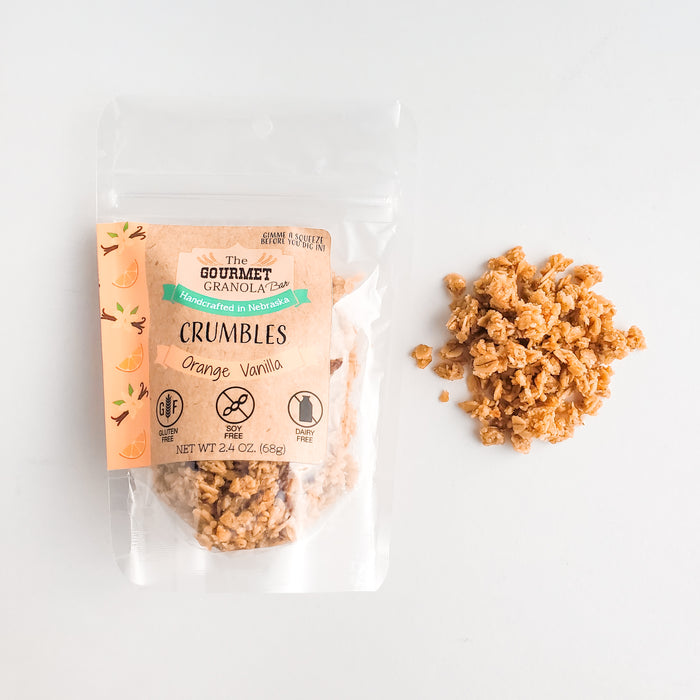 Orange Vanilla Crumbles | 2.4 oz | Pack of 2 | Gluten, Dairy, and Soy Free | The Gourmet Granola