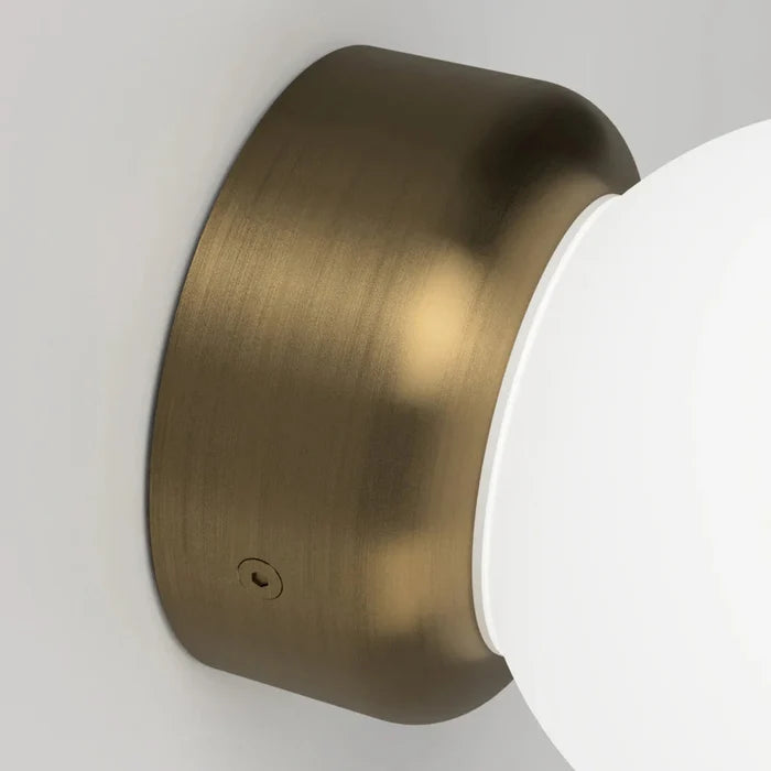 Orb Deco Wall Light old brass finish detail