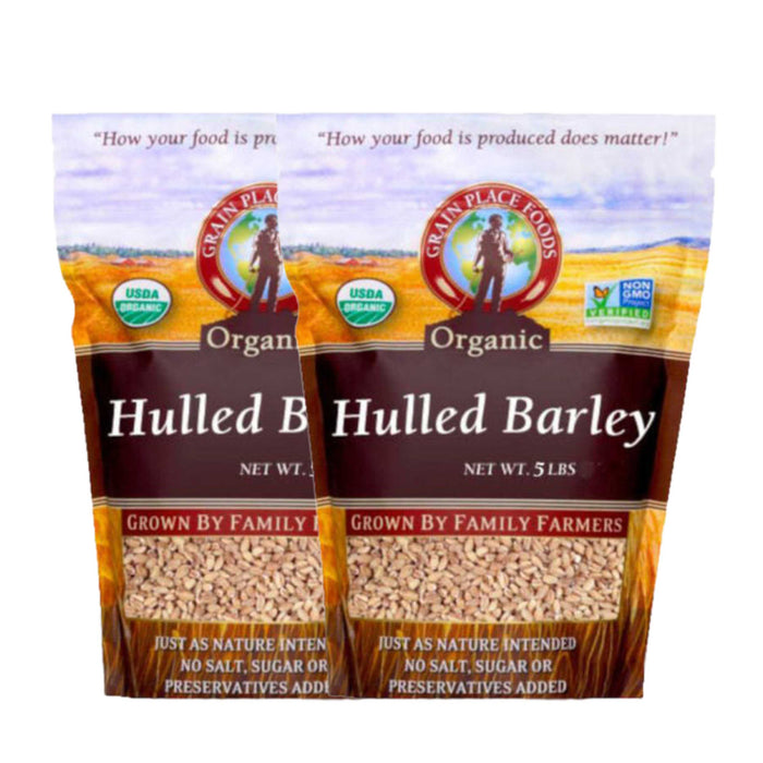 Organic Hulled Barley | 5 lb | Pack of 2 | Non-GMO | Grain Place Foods
