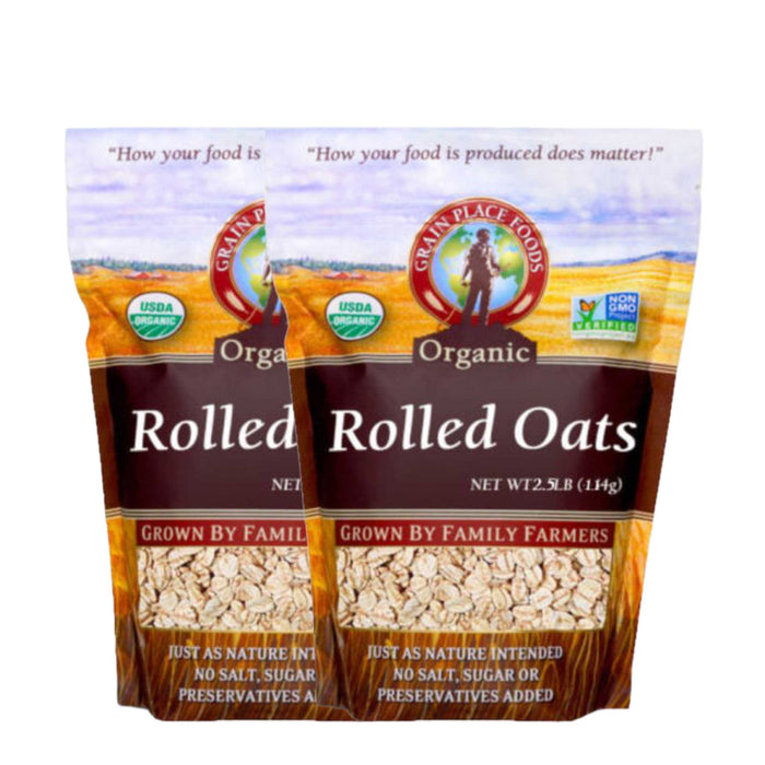 Organic Rolled Oats | 2.5 lb | Pack of 2 | Non-GMO | Grain Place Foods