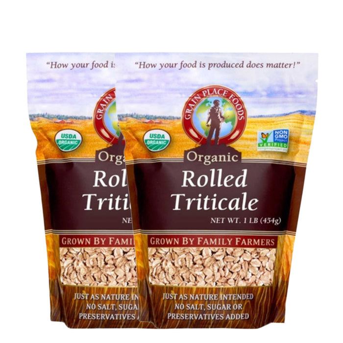 Organic Rolled Triticale | 1 lb | Pack of 2 | Grain Place Foods