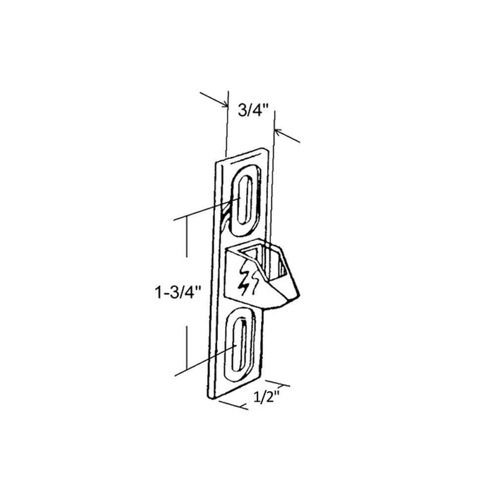 Patio Door Chrome 5/8" Wide Lock Keeper With 1 - 5/8" Screw Holes For Indal Doors - Reflect Window & Door