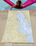 Pawtuxet, RI Vintage Nautical Chart Quick Dry Towel - Maritime Tribes USATowel
