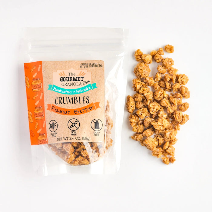 Peanut Butter Crumbles | 2.4 oz | Pack of 2 | Gluten, Dairy, & Soy Free | The Gourmet Granola