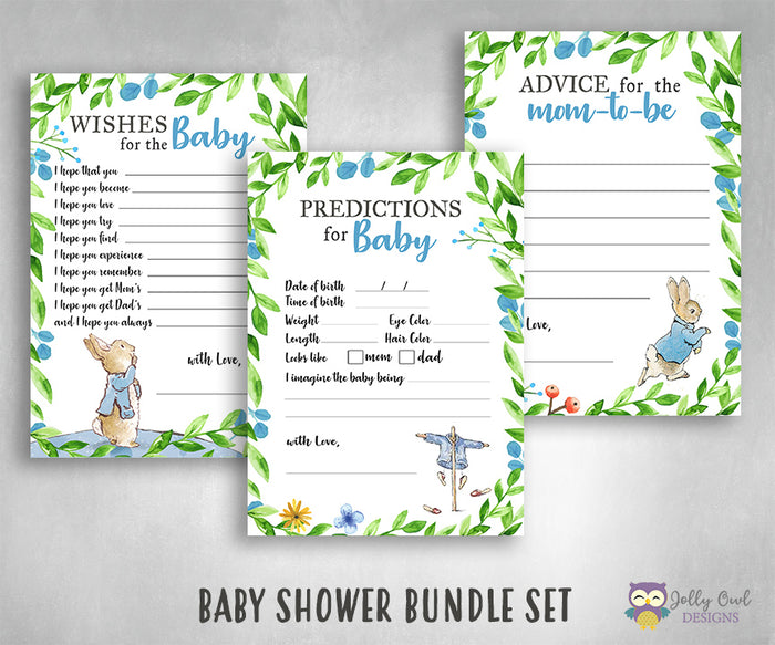 Peter Rabbit Themed Baby Shower Games Bundle Set