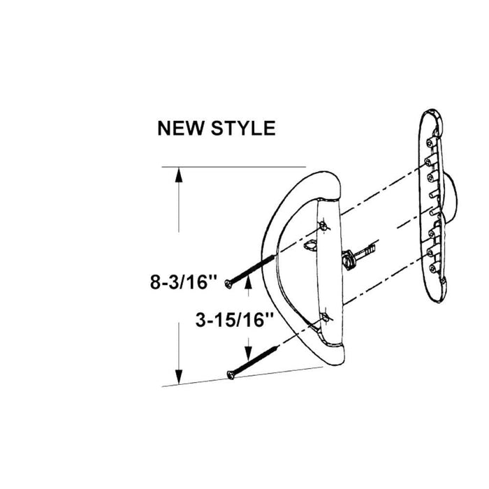 Sliding Glass White Patio Door Handle Set With 3 - 15/16" Screw Holes for P.H. Tech Doors - Reflect Window & Door