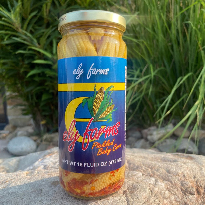 Outside photo of a jar of pickled corn