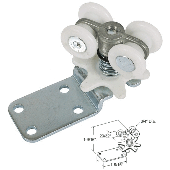 Pocket Door Four Round Edge 3/4" Nylon Roller Assembly - Reflect Window & Door
