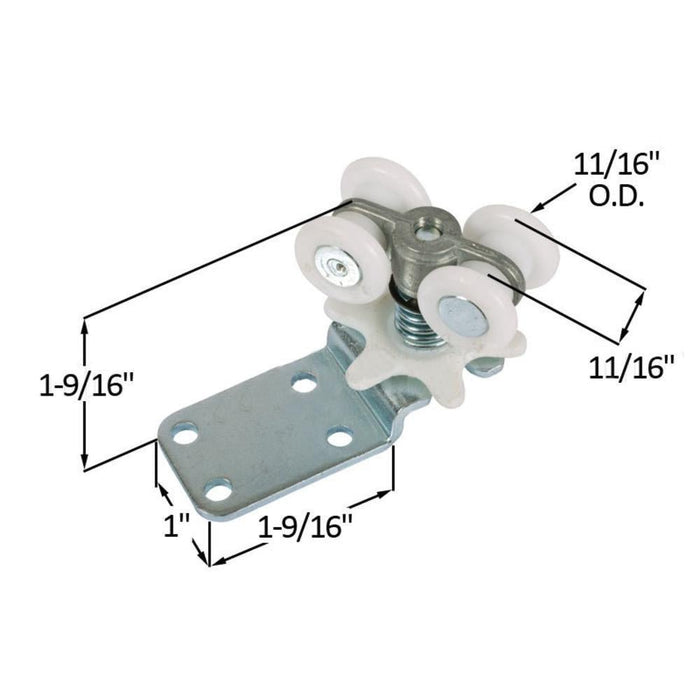 Pocket Door 3/4" Nylon Four Roller Assembly - Reflect Window & Door