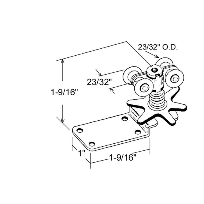 Pocket Door 3/4" Nylon Four Roller Assembly - Reflect Window & Door